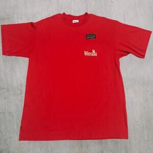 Winston cigarettes red shirt with sticker still on. Big eagle on back